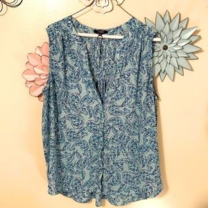 Size L - NWOT! NYDJ turquoise and blue paisley tank